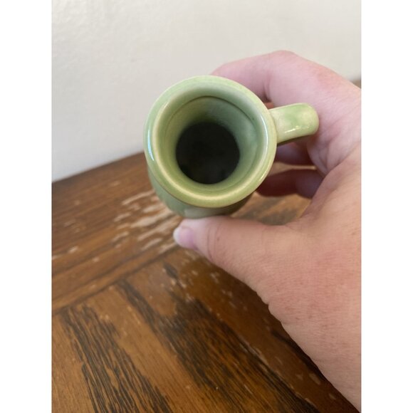 Vintage Green Ceramic Miniature Pitcher Vase With Handle - Picture 2 of 5